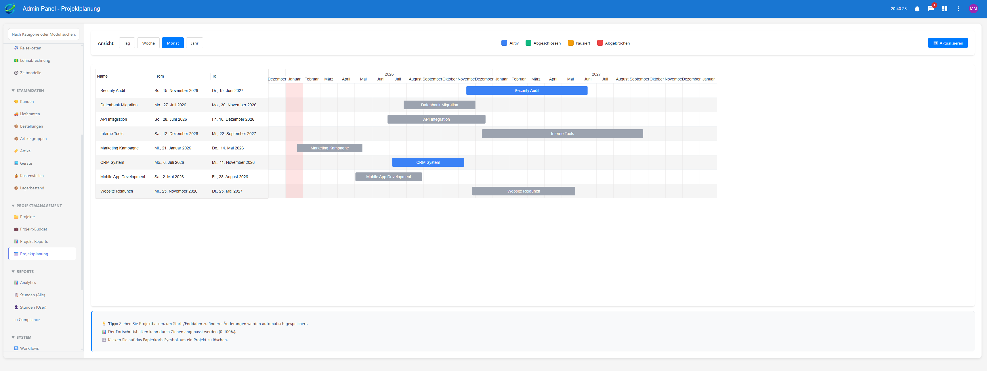 Projektplanung Gantt